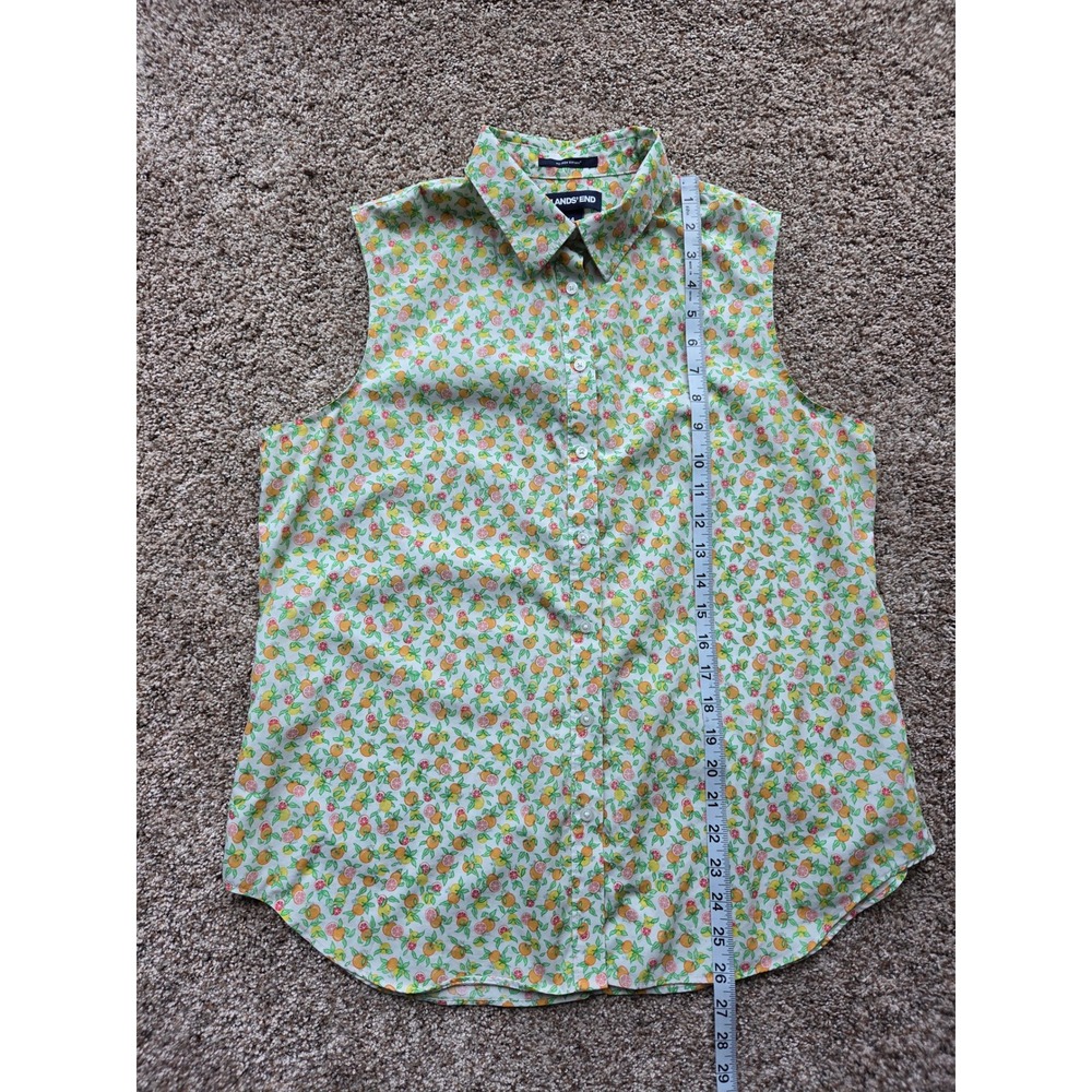 Lands End Women's 14 L Button Up Collared Blouse Sleeveless Summer Spring EUC - Picture 5 of 6